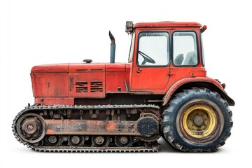 Fototapeta premium A track - type tractor isolated on a white background