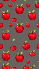 Vibrant Pattern of Fresh Red Apples on Soft Gray Background Showcasing Nature's Bounty and Beauty