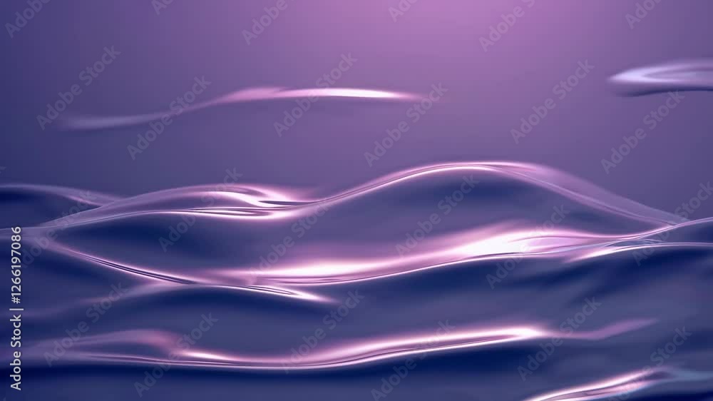 Poster Abstract metallic waves with soft lighting, dreamy atmosphere. Futuristic design and smooth texture concept