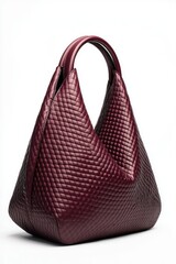 Quilted Leather Handbag in Burgundy Red