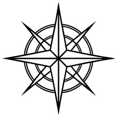 Compass rose line art vector illustration 