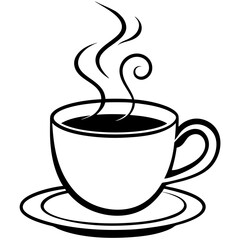 Cup of coffee line art vector illustration 