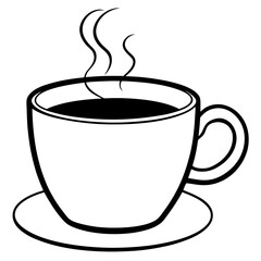 Cup of coffee line art vector illustration 