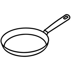 Minimalist frying pan line art vector illustration 