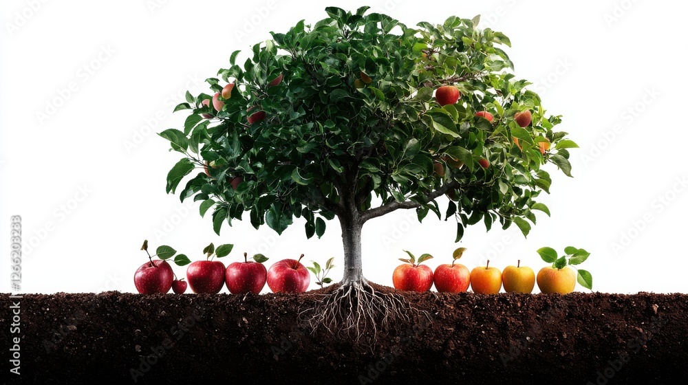 Poster a tree with many apples on it