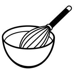 Whisk inside a mixing bowl