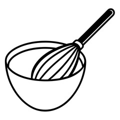 Whisk inside a mixing bowl