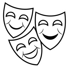 Theater masks in an artistic curve