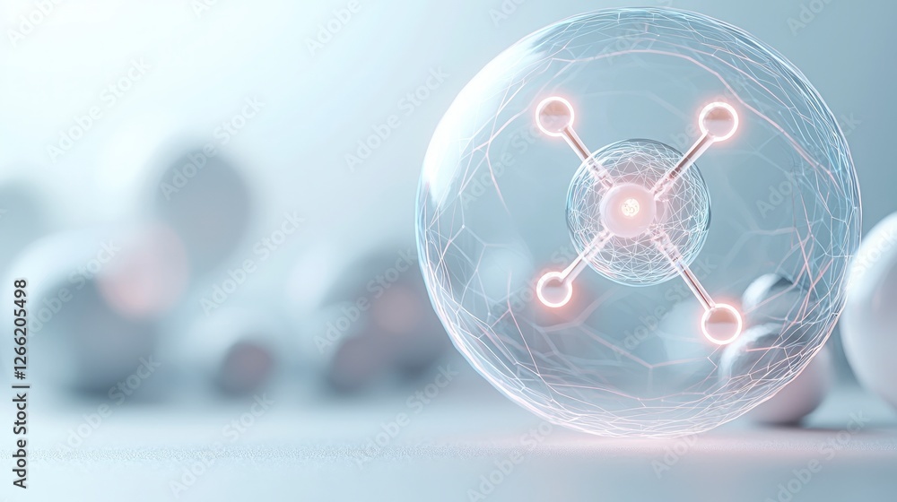 Aufkleber quantum computing futuristic qubit in sphere network technology innovation