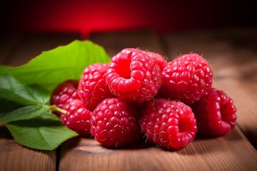 Raspberrys on wooden background. Fresh Raspberry fruits