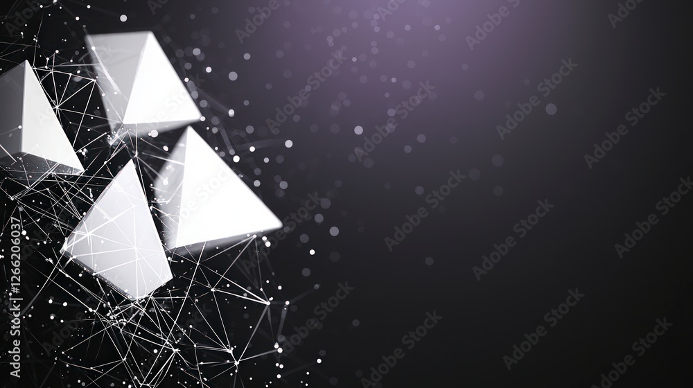 Poster abstract 3d geometric shapes network connection technology background