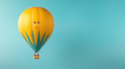 Fototapeta premium Sad Hot Air Balloon Illustration Travel Adventure Emotion Concept
