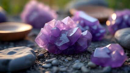 An Enchanting Sugilite Crystal Background Merging Natural Elements for Artistic Bliss