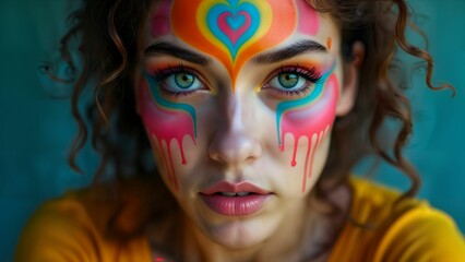 Fototapeta premium A Breathtaking Artistic Portrait Filled with Vibrant Colors, Intricate Patterns, and Emotionally Evocative Expressions