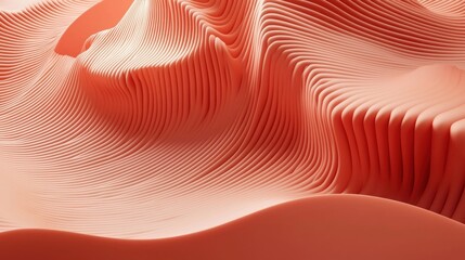 Abstract coral-toned wavy textured landscape background
