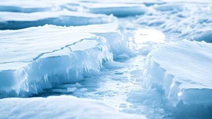 Obraz premium Cracked glacier with flowing water beneath, symbolizing the impact of environmental change in the Arctic