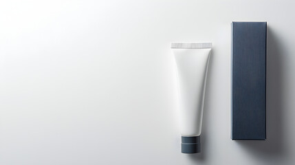 tube of topical pain relief gel with its box placed on the right side of white background