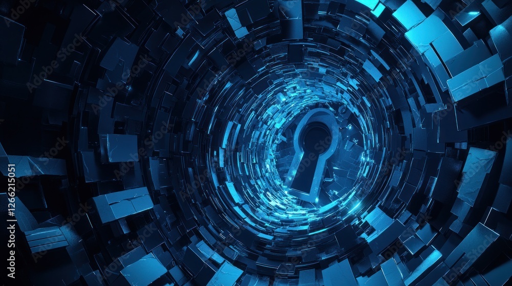 Poster abstract keyhole in a digital vortex: cybersecurity and data protection