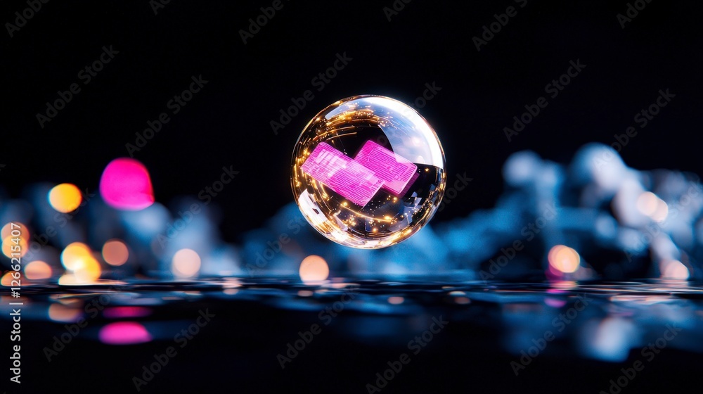Poster futuristic data sphere secure digital files network security cyber protection global n