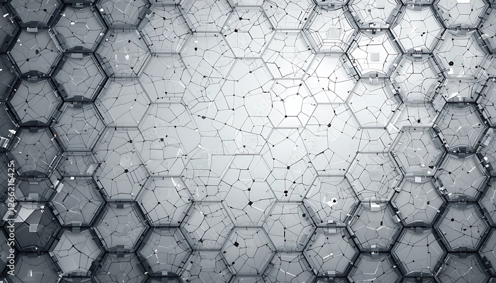 Poster futuristic interconnected hexagonal network with subtle node connections
