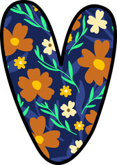 Floral uppercase alphabet V