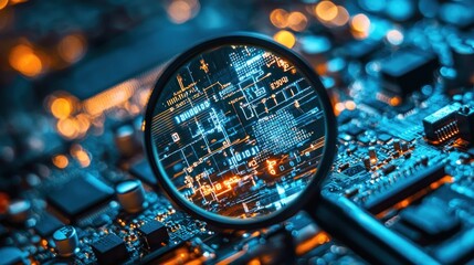 Magnifying Circuit Board: A Close-Up Look at Technology's Intricate Design