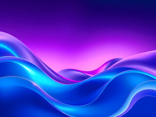 Fototapeta premium Abstract blue and purple liquid wavy shapes futuristic banner. Glowing retro waves vector background