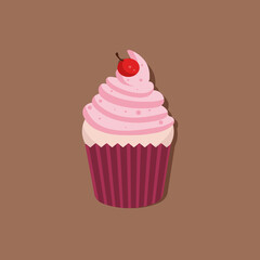 Pink cupcake vector illustration