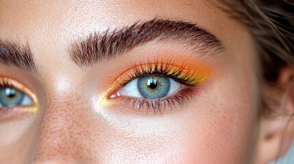 Obraz premium Closeup of Woman's Eye with Vibrant Makeup