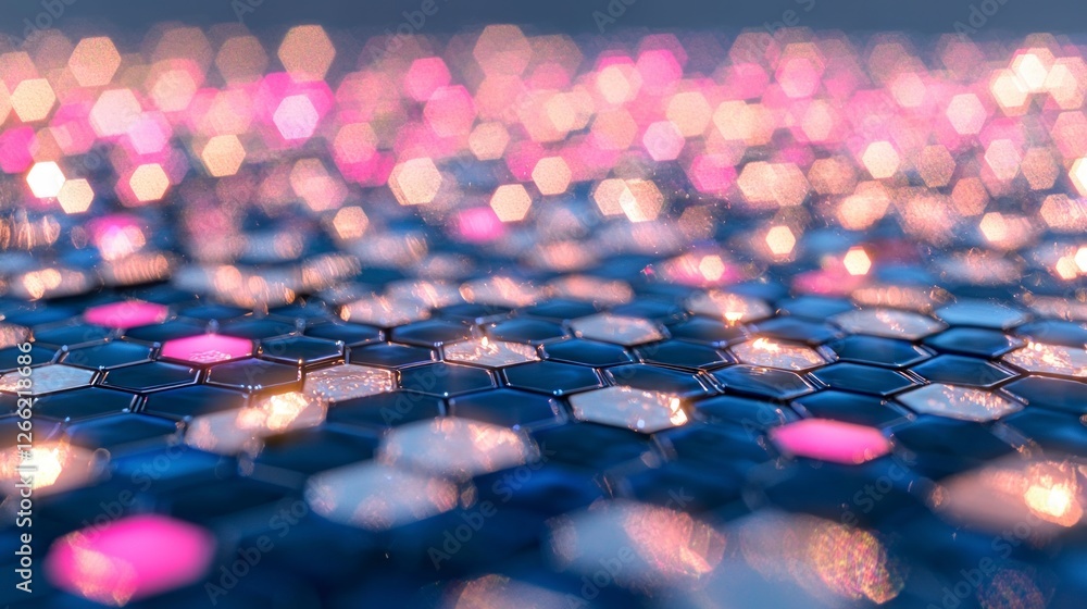 Poster abstract hexagon pattern ai generated glittering shimmering 3d digital art