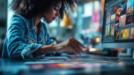 Fototapeta premium Scalable images, close-up of hands resizing a vector graphic, maintaining sharpness
