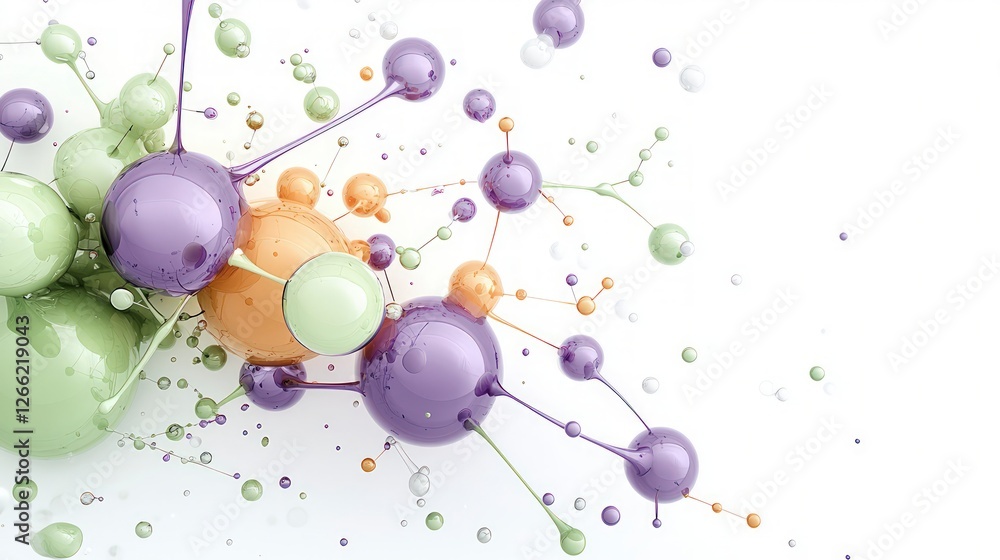 Poster abstract colorful spheres network science technology and innovation background