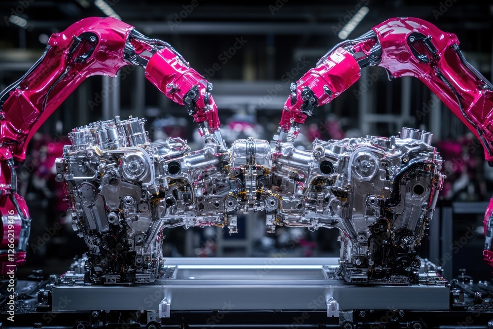 Poster robotic precision: assembly line automation in automotive manufacturing