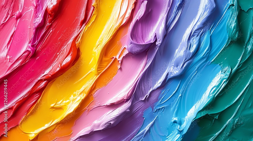 Poster Vibrant Paint Swirls Create a Colorful Abstract Design With Blended Textures and Hues in a Creative Workspace