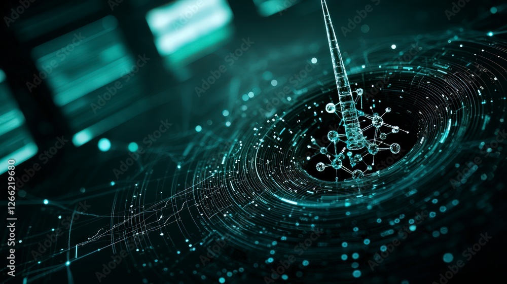 Poster abstract molecular structure in digital vortex tech science innovation