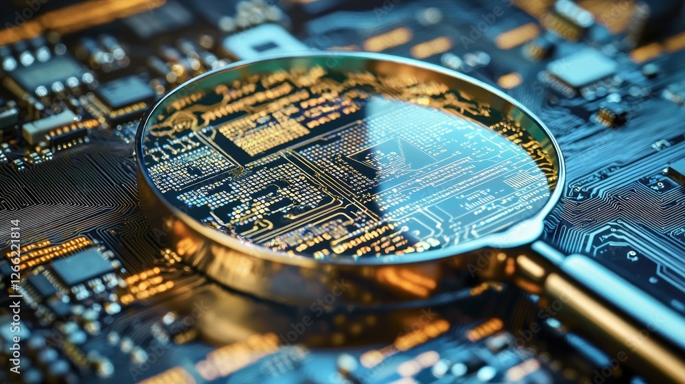 Poster magnifying the microcosm: a close-up view of circuitry