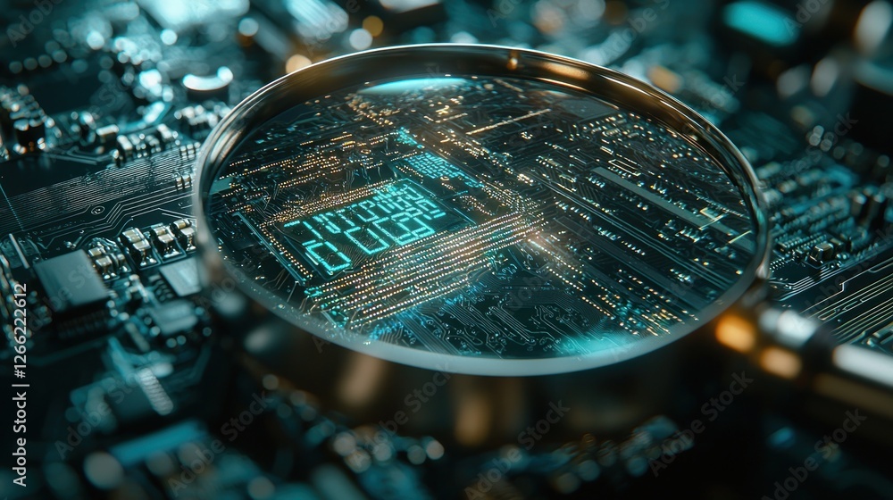 Poster magnifying the microcosm: a close-up view of circuitry