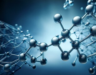 connexion entre des mol&eacute;cules, atome en tr&egrave;s gros plan en ia