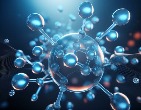 connexion entre des mol&eacute;cules, atome en tr&egrave;s gros plan en ia