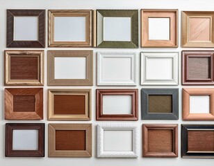Fototapeta premium set, ensemble de cadres vides avec espaces d'affichages en ia, bois, décoration 
