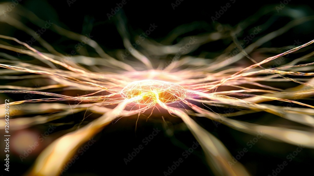 Poster abstract neural network glowing neuron connections science background