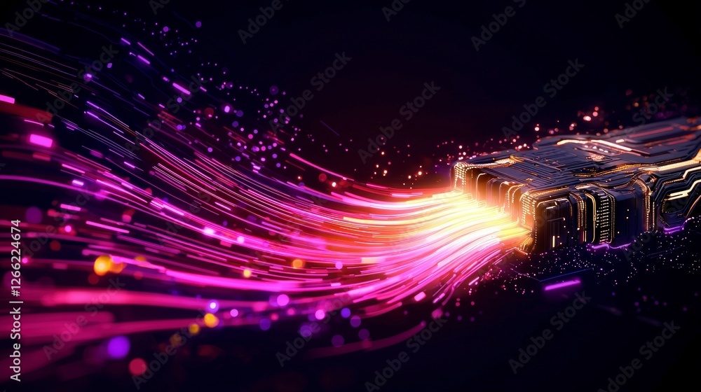 Poster futuristic data stream ai tech network innovation