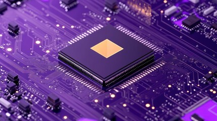 Obraz premium Close-up of a Microchip on a Circuit Board