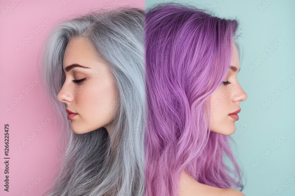 Aufkleber bright colors transform gray hair into vibrant styles for a fresh look and confident expression. gen