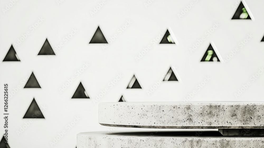 Poster minimalist concrete podium with triangle pattern background