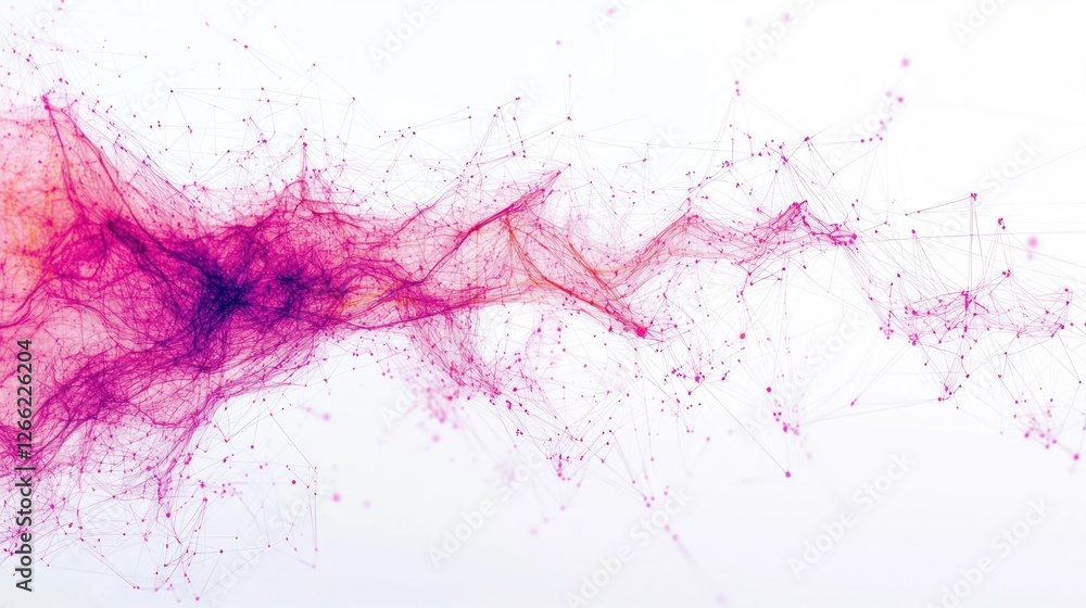 Poster abstract pink nebula: a digital artwork of interconnected points and lines