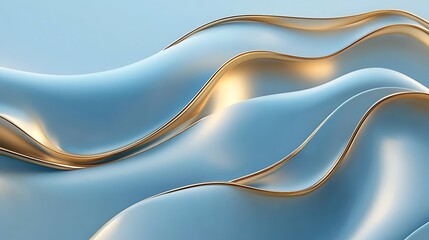 Obraz premium Abstract Blue and Gold Waves: A Serene Digital Art