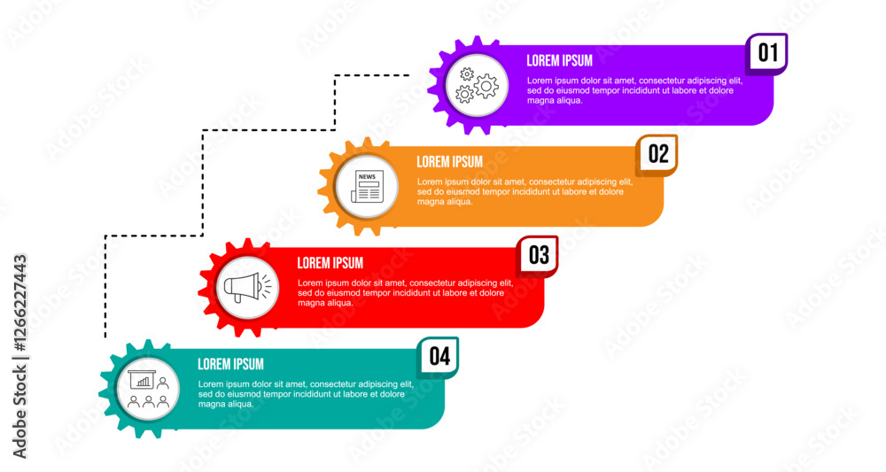 Poster business infographic template with 4 options, abstract elements diagram or processes and business fl