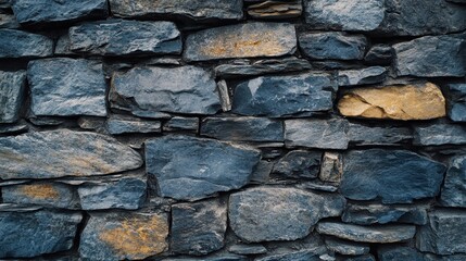 Fototapeta premium A wall made of blue and yellow stones