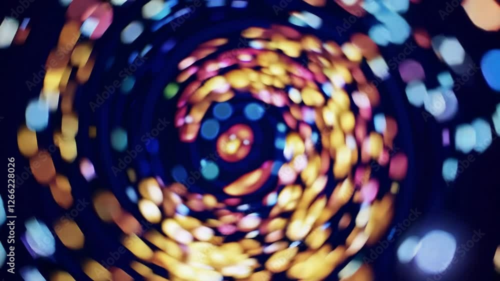 Aufkleber abstract spiral pattern with vibrant bokeh lights, hypnotic and colorful visual